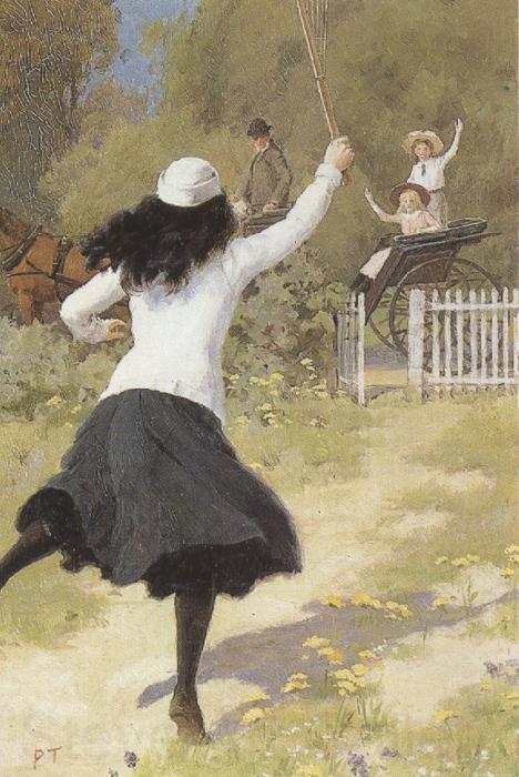 Percy tarrant She gave a Sort of Shout and ran towards  us (mk37) Norge oil painting art